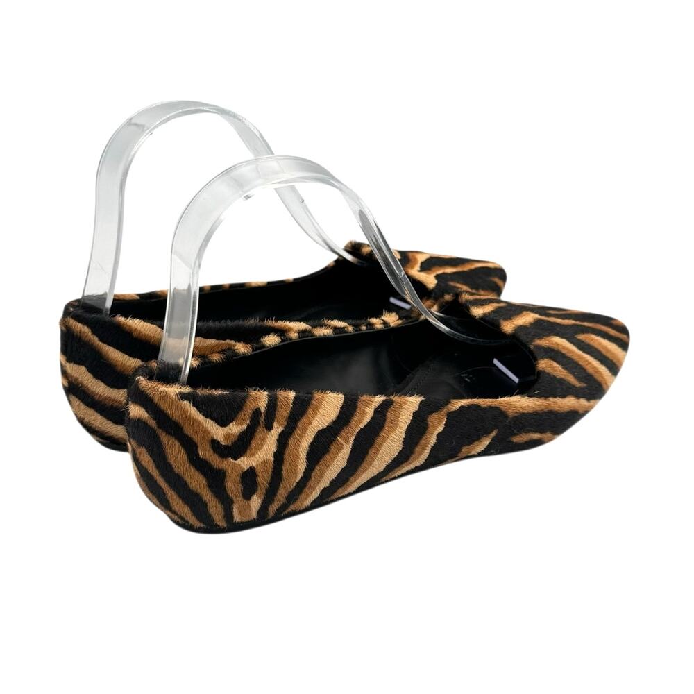 Gibson Latimer Ellie Tan & Black Tiger Print Calf Hair Pointed Toe Ballet Flats - Picture 4 of 12